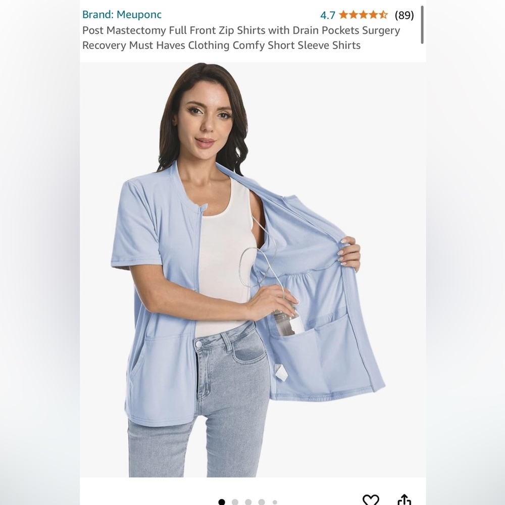 Post-breast surgery with drain pockets top